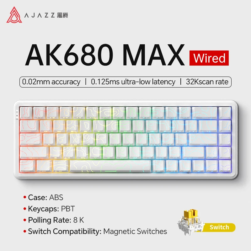 AK680 MAX Mechanical Keyboard HE Hall Effect Switch 60% 8K/1K RGB Wired/Wireless Gaming Rapid Trigger Magnetic Keyboard