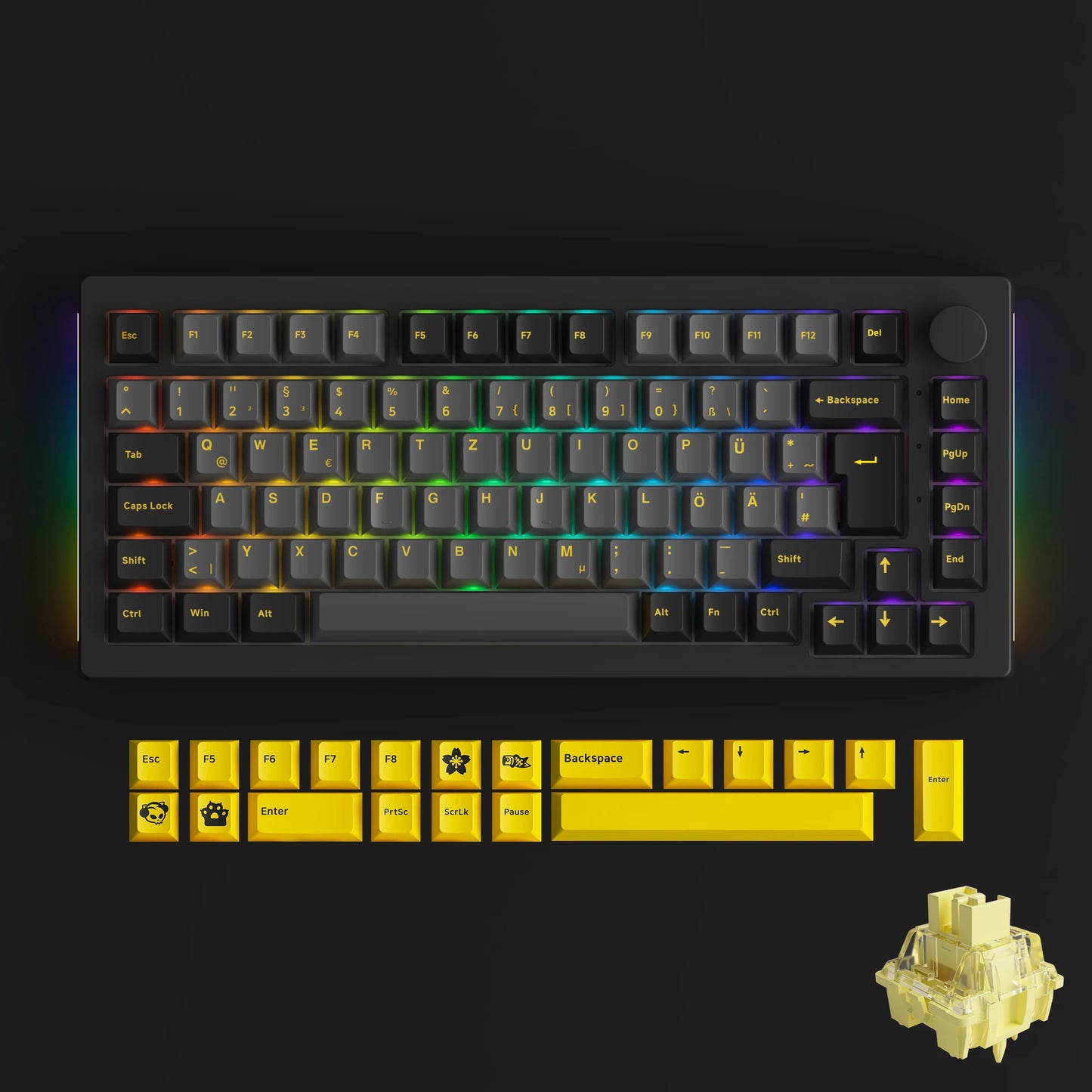 5075B plus 75% Hot Swap Multi-Modes RGB Mechanical Gaming Keyboard 2.4Ghz Wireless/Usb Type-C/Bluetooth 5.0