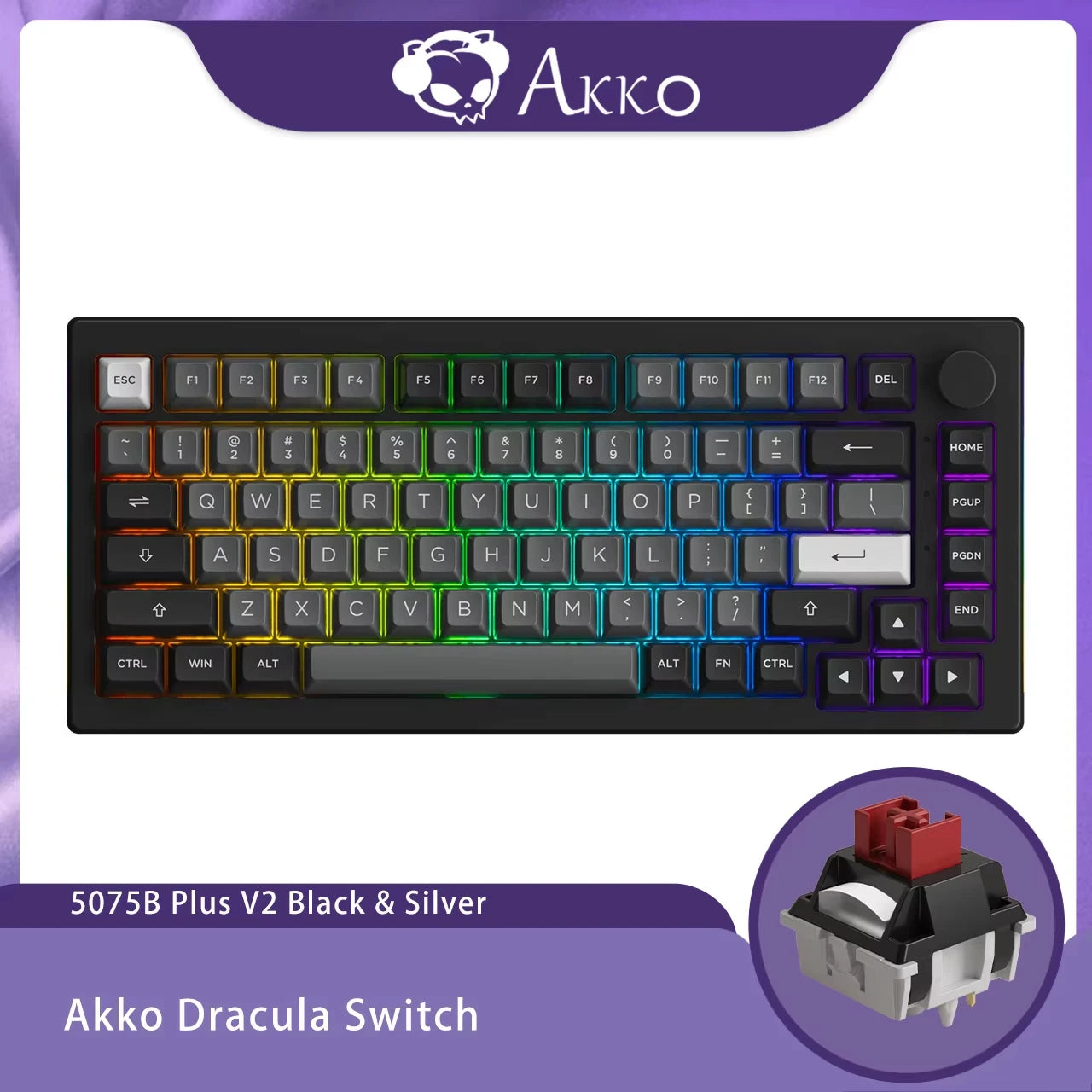 5075B plus 75% Hot Swap Multi-Modes RGB Mechanical Gaming Keyboard 2.4Ghz Wireless/Usb Type-C/Bluetooth 5.0