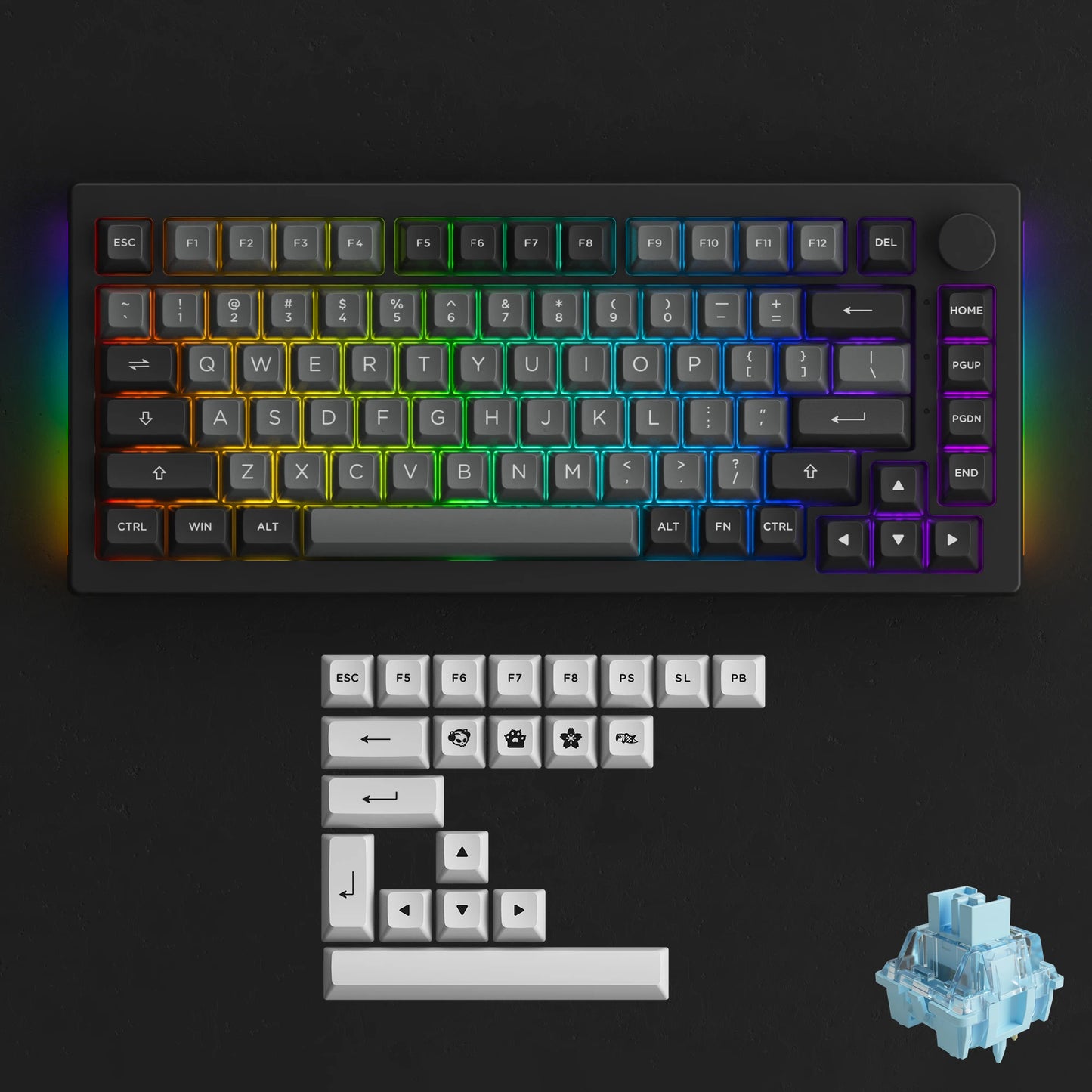 5075B plus 75% Hot Swap Multi-Modes RGB Mechanical Gaming Keyboard 2.4Ghz Wireless/Usb Type-C/Bluetooth 5.0