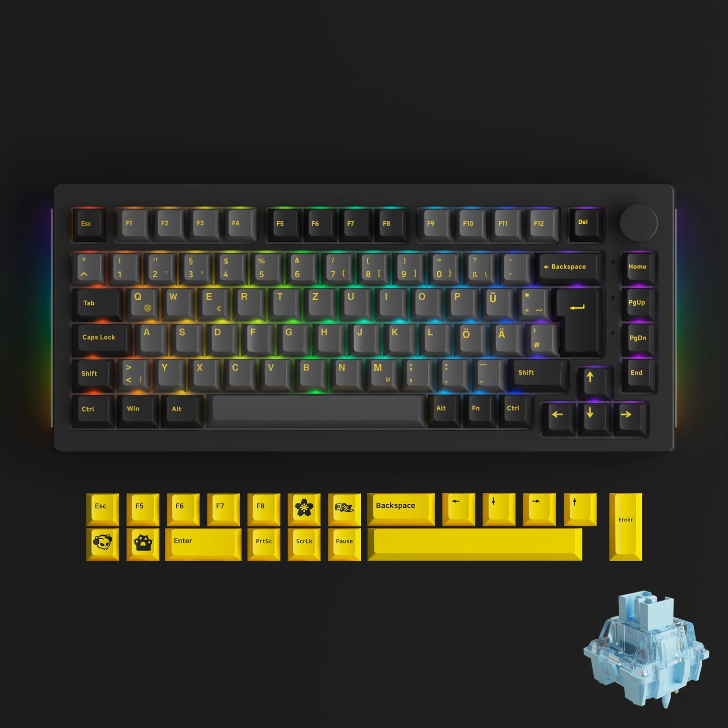 5075B plus 75% Hot Swap Multi-Modes RGB Mechanical Gaming Keyboard 2.4Ghz Wireless/Usb Type-C/Bluetooth 5.0