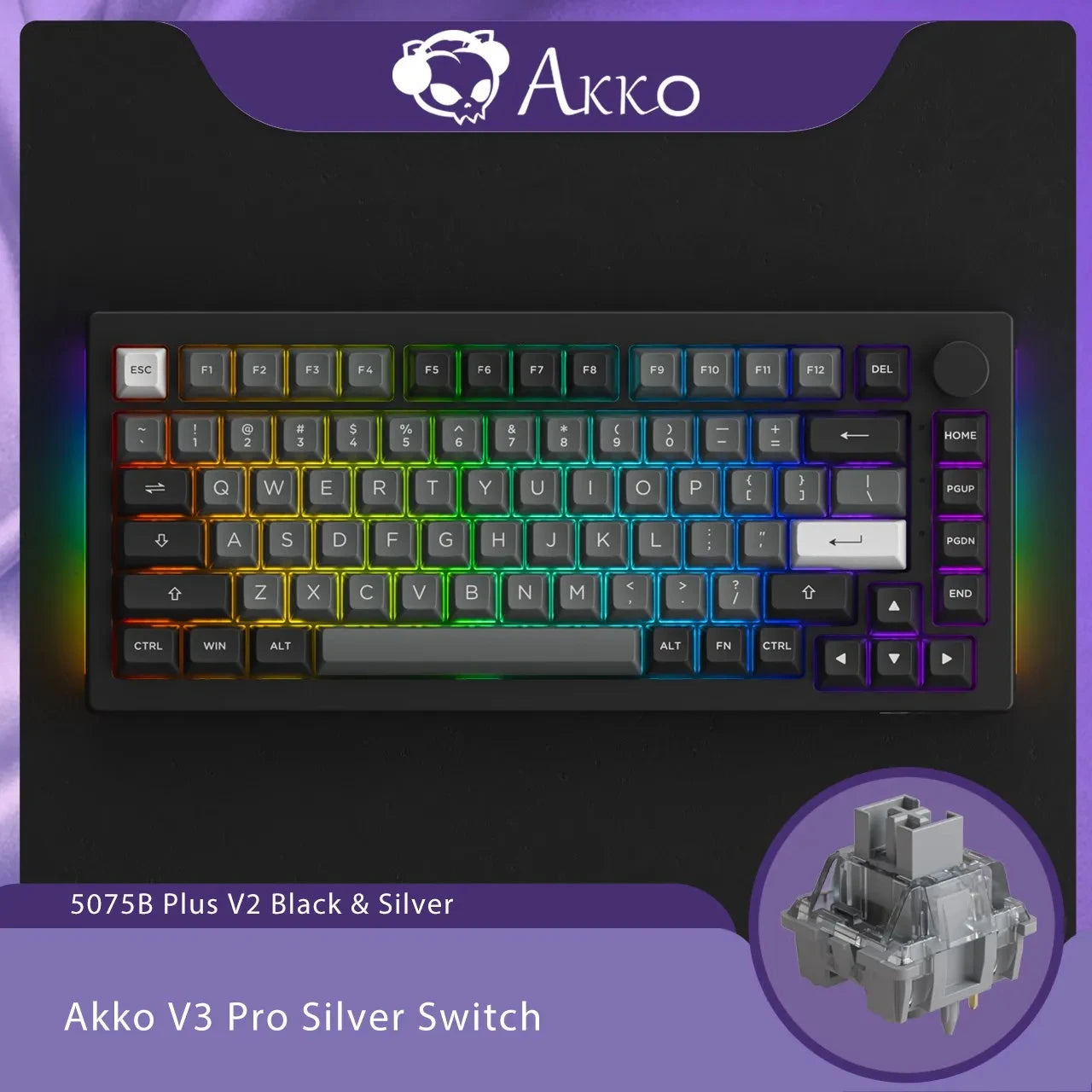 5075B plus 75% Hot Swap Multi-Modes RGB Mechanical Gaming Keyboard 2.4Ghz Wireless/Usb Type-C/Bluetooth 5.0