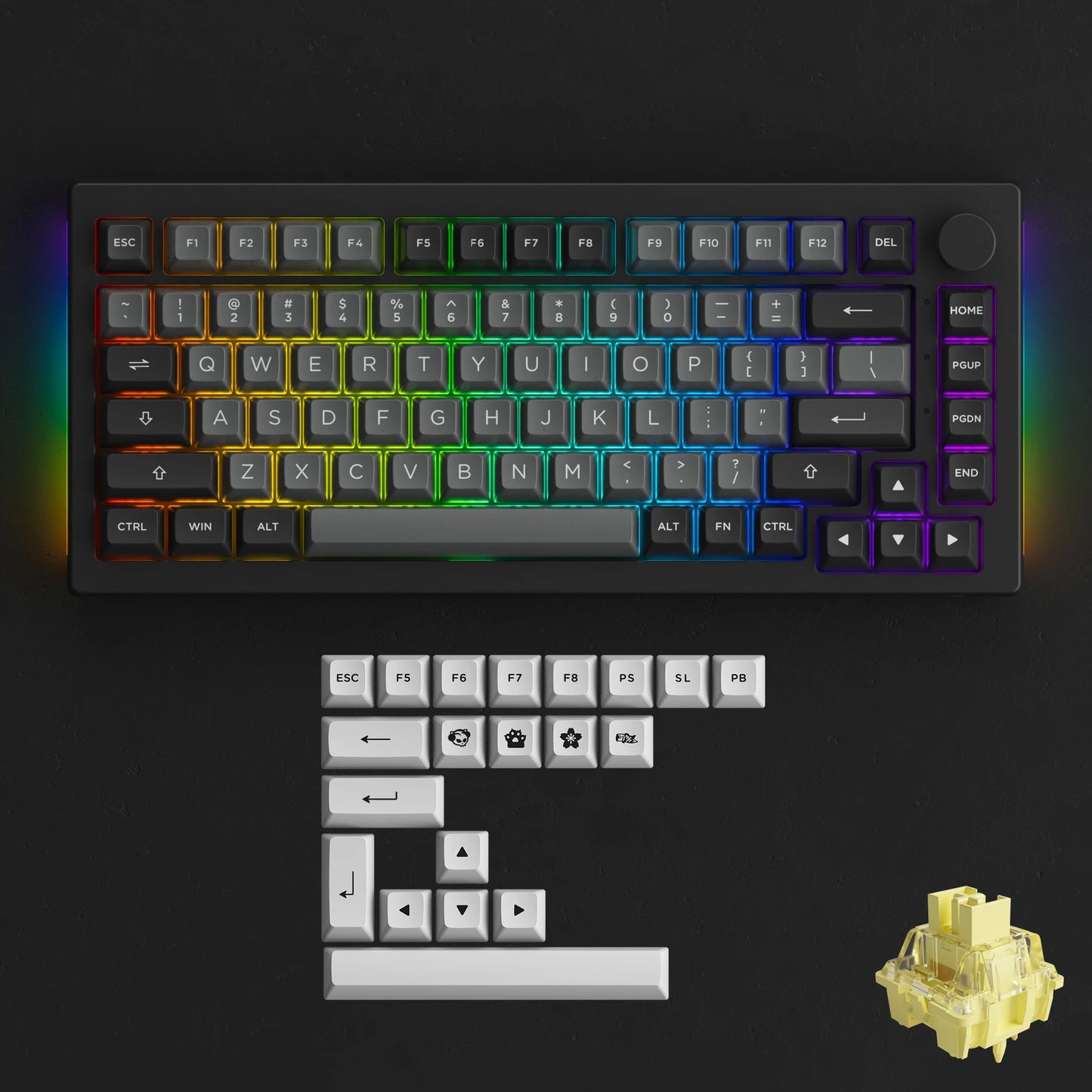5075B plus 75% Hot Swap Multi-Modes RGB Mechanical Gaming Keyboard 2.4Ghz Wireless/Usb Type-C/Bluetooth 5.0