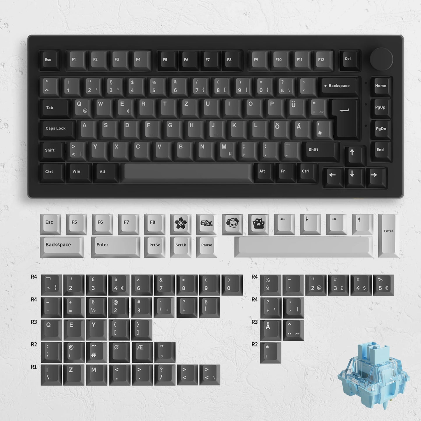 5075B plus 75% Hot Swap Multi-Modes RGB Mechanical Gaming Keyboard 2.4Ghz Wireless/Usb Type-C/Bluetooth 5.0
