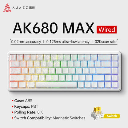 AK680 MAX Mechanical Keyboard HE Hall Effect Switch 60% 8K/1K RGB Wired/Wireless Gaming Rapid Trigger Magnetic Keyboard