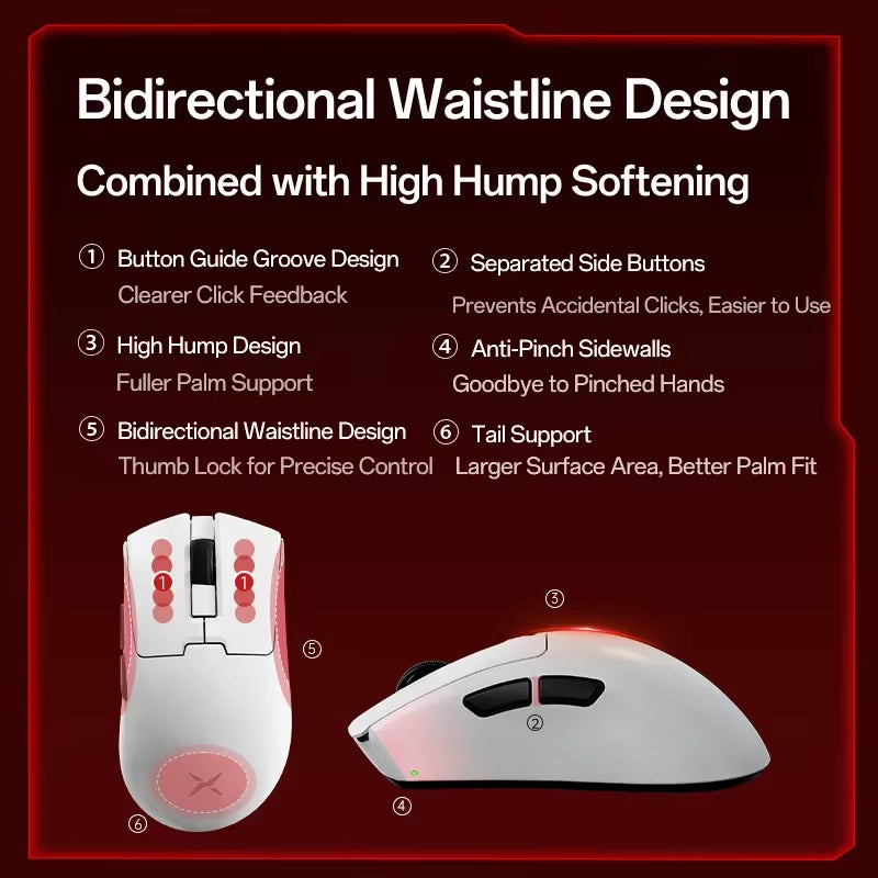 M900Mini PRO Wireless Gaming Mouse Ergonomic Ultra-Lightweight 40G PAW3395 8K Hz for Medium to Small Hands PC Laptop Gamer