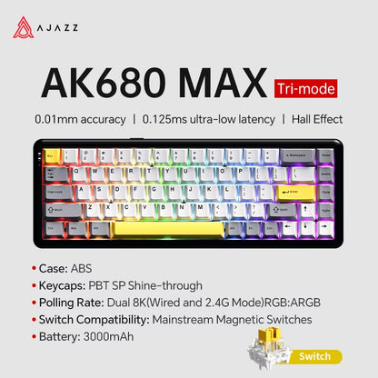 AK680 MAX Mechanical Keyboard HE Hall Effect Switch 60% 8K/1K RGB Wired/Wireless Gaming Rapid Trigger Magnetic Keyboard