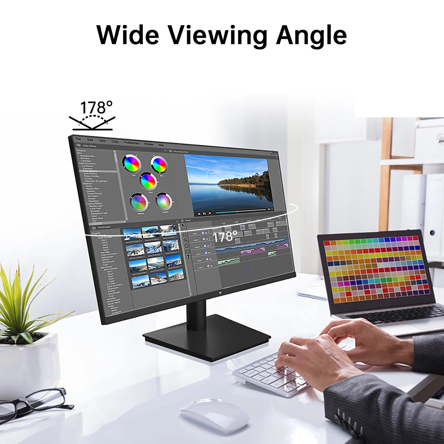 24 Inch 1080P Monitor 100Hz, Freesync Gaming Moniter, PC Monitors for Office, HDMI, VGA, Earphone Ports, HDR10, Zeroframe Design