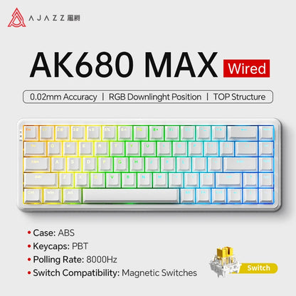 AK680 MAX Mechanical Keyboard HE Hall Effect Switch 60% 8K/1K RGB Wired/Wireless Gaming Rapid Trigger Magnetic Keyboard