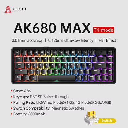AK680 MAX Mechanical Keyboard HE Hall Effect Switch 60% 8K/1K RGB Wired/Wireless Gaming Rapid Trigger Magnetic Keyboard