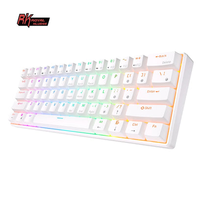 RK  RK61 2.4G Wireless Bluetooth Mechanical Keyboard Tri-Mode 61 Keys RGB Backlit Mini Hot-Swappable Gamer Keyboard