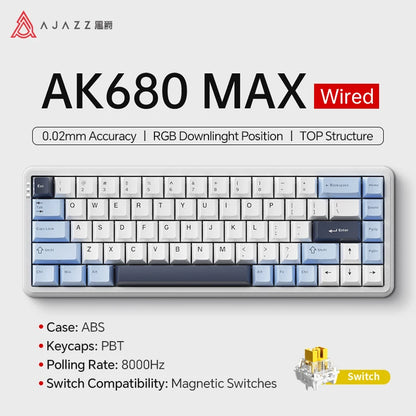 AK680 MAX Mechanical Keyboard HE Hall Effect Switch 60% 8K/1K RGB Wired/Wireless Gaming Rapid Trigger Magnetic Keyboard