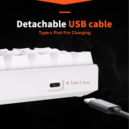 RK  RK61 2.4G Wireless Bluetooth Mechanical Keyboard Tri-Mode 61 Keys RGB Backlit Mini Hot-Swappable Gamer Keyboard