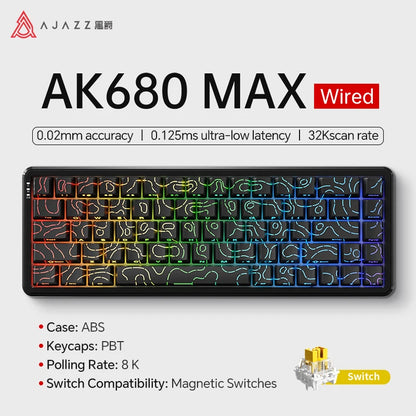 AK680 MAX Mechanical Keyboard HE Hall Effect Switch 60% 8K/1K RGB Wired/Wireless Gaming Rapid Trigger Magnetic Keyboard