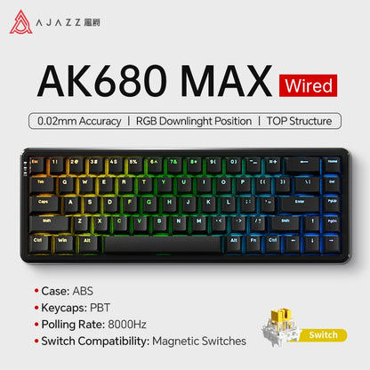 AK680 MAX Mechanical Keyboard HE Hall Effect Switch 60% 8K/1K RGB Wired/Wireless Gaming Rapid Trigger Magnetic Keyboard