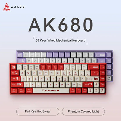 AK680 Mechanical Keyboard ABS Keycap 68 Keys Wired Wireless Bluetooth Gamer Keyboard Hot Swap Custom Gasket for Pc Laptop