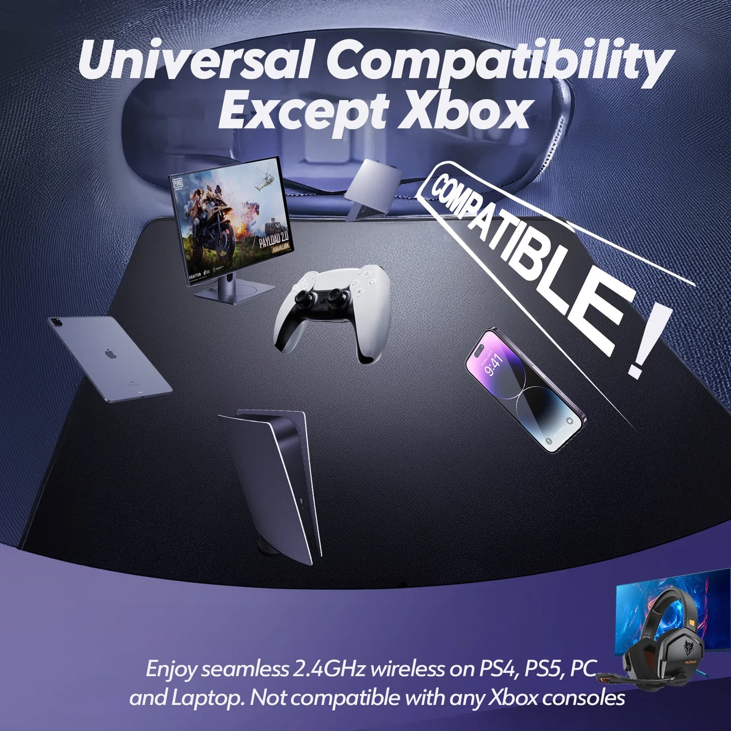 NUBWO G06 Dual Wireless 2.4Ghz Bluetooth Gaming Headset