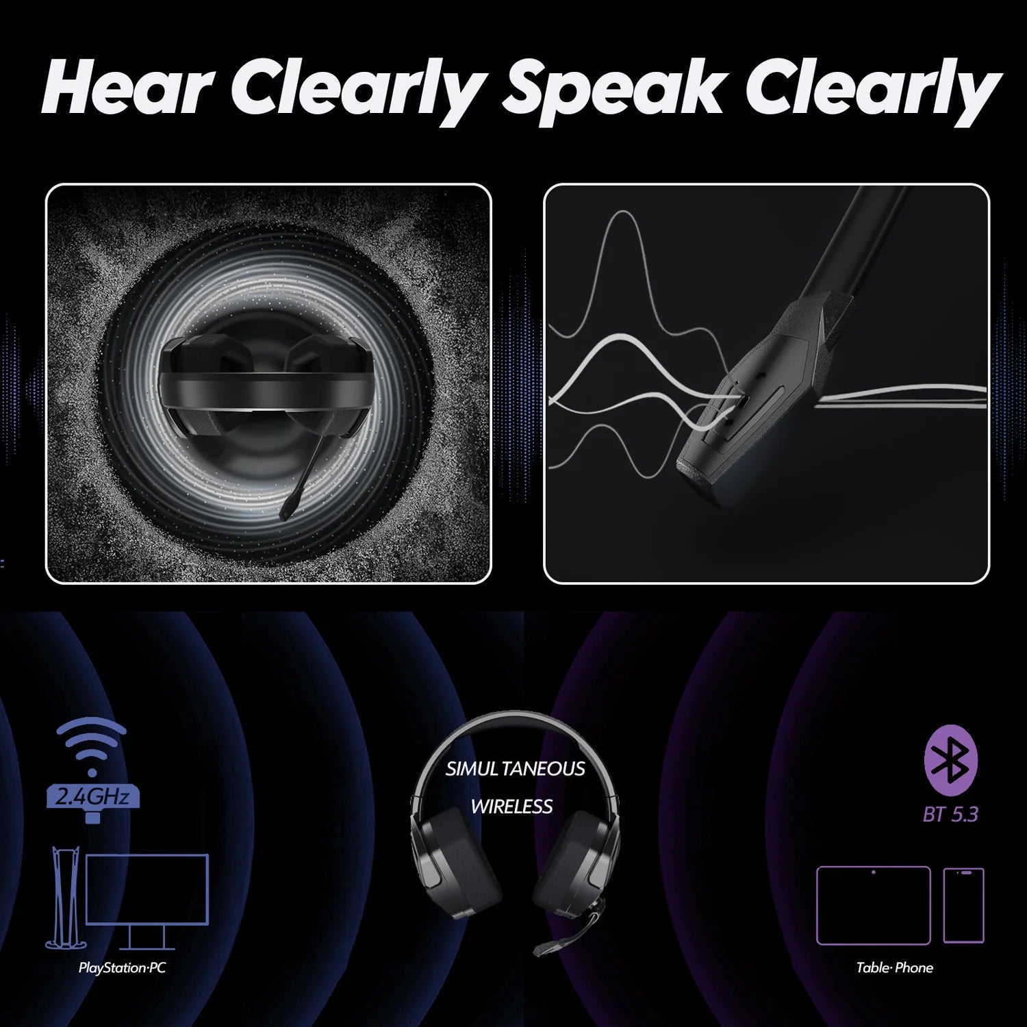 NUBWO G06 Dual Wireless 2.4Ghz Bluetooth Gaming Headset