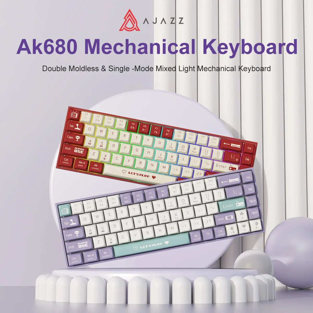 AK680 Mechanical Keyboard ABS Keycap 68 Keys Wired Wireless Bluetooth Gamer Keyboard Hot Swap Custom Gasket for Pc Laptop