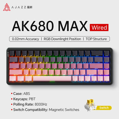 AK680 MAX Mechanical Keyboard HE Hall Effect Switch 60% 8K/1K RGB Wired/Wireless Gaming Rapid Trigger Magnetic Keyboard